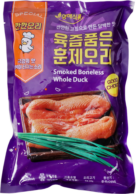 퀸즈몰_영해식품 깐깐오리 육즙품은 훈제오리 완포, 12개, 900g