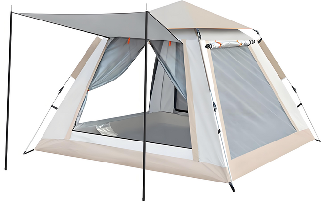 MANTU 원터치 사면형 그늘막 텐트, 3-4명, 구름회색