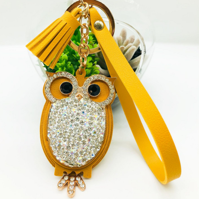 닉스리빙 행복 재물운 금전운 불러오는 부엉이 키링 열쇠고리 키홀더, 옐로우