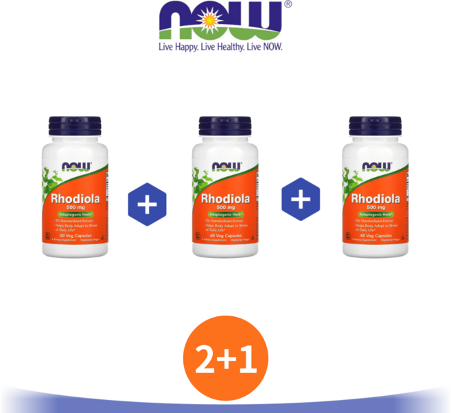 2+1 나우푸드 홍경천 추출물 500mg 60개 아답토젠 로디올라 로사빈 Rhodiola, 60정