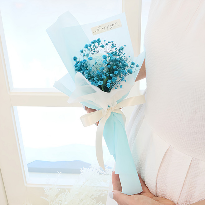 모리앤 비누꽃 생화 러브 한송이장미 안개 꽃다발, 블루, 1개