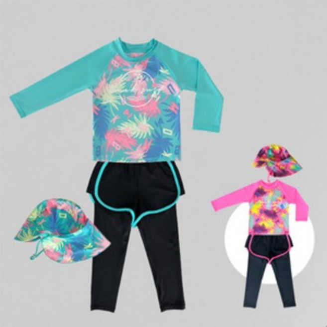 [제인코트&티막]여유아 래쉬가드 세트 2피스+UV수모 UKM0601