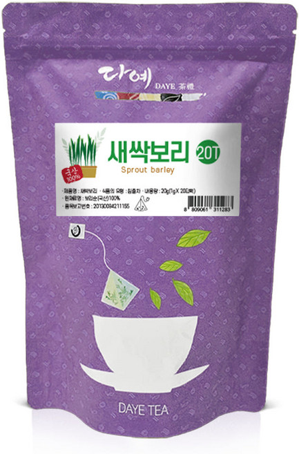[본사직영] 다예 100%국산 맛있는 새싹보리차 20티백 생분해 삼각티백, 1개, 20g, 20개입