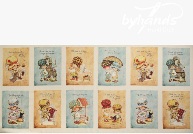 빈티지 보니보넷 하프린넨 프린트패브릭 면원단 커트지, 1개