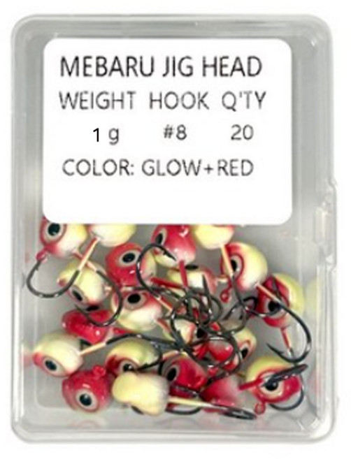 볼락 지그헤드 8호 바늘 레드코팅 야광눈 20개입, 1개