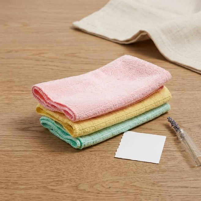 다이소 극세사 행주 3개입 주방 청소용 흡수력 좋은 걸레 세트, 혼합(민트, 옐로우, 핑크)