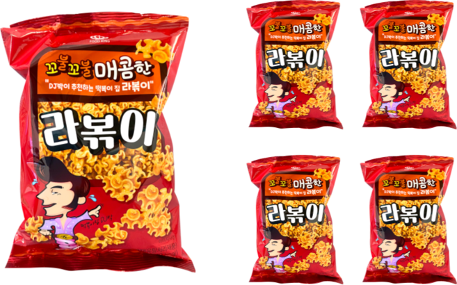 푸드킹 꼬불꼬불 매콤한 라볶이 80g신당동떡볶이 라면땅 에낙, 5개, 80g