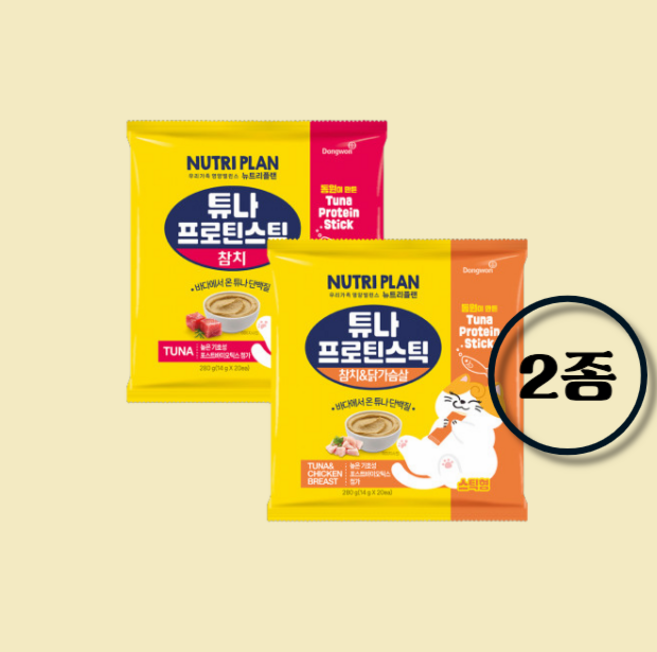 동원 뉴트리플랜 튜나 프로틴 스틱 2종혼합 5px4개, 280g