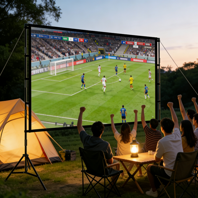 NOTOO 빔프로젝터 스크린 삼각대 세트 고밀도 폴리에스터 백색 주름방지 가정용/실외용 접이식 이동형 + 듀얼 삼각대+휴대용 가방 포함, 100형