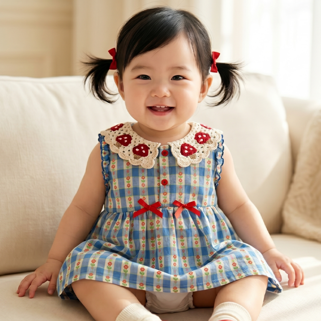 몽실이 머쉬룸 체크카라 바디슈트