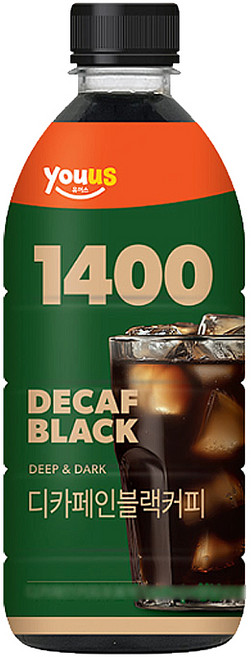 유어스 1400 디카페인 블랙커피, 20개, 500ml