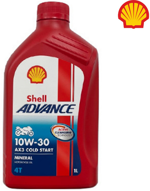 스쿠터오일 shell 쉘오일 어드벤스 미네랄 4T 10W30 1L 바이크오일, 1개