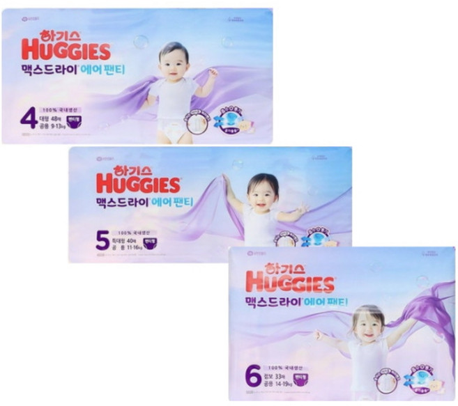 2025 하기스 맥스드라이 에어 팬티 4팩 공용, 6단계, 132매