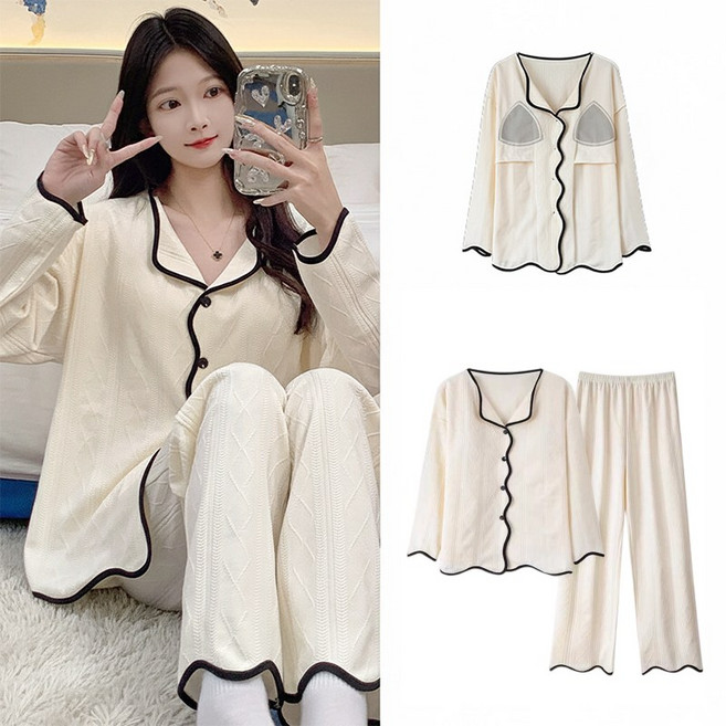 Niftynest 여성 잠옷 수면잠옷 여성 파자마 스트라이프 긴팔 잠옷 상하의 세트