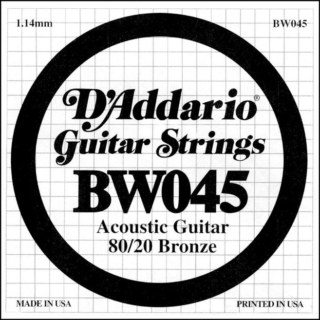 D'Addario 싱글 80/20 브론즈 Wnd 032 (BW032), .045 gauge