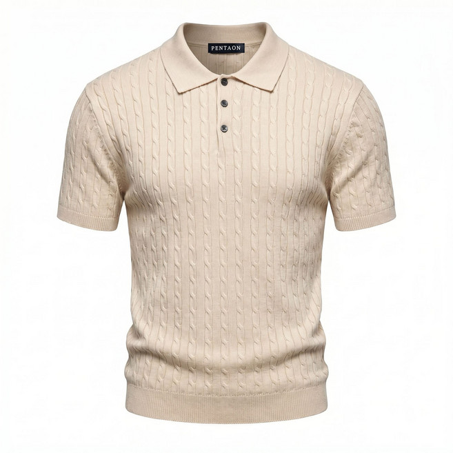 [펜타온] 브라더스 꽈배기 케이블 폴로 스탠다드 아미핏 니트 반팔