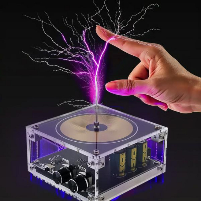 뮤지컬 테슬라 코일 블루투스 음악 호환 10 무선 전송 실험 데스크탑 장난감 터치 가능한 인공 번개 업데이트 버전