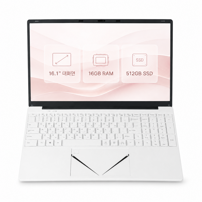 2026 최신형 16.1인치 노트북 i3-6006U 16GB RAM 512GB SSD 윈도우10 몰입형 대화면 재택근무 사무 학생용 초보자 실용형 지문인식, WIN10, 퓨어 화이트