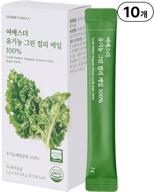 본사직영 여에스더 유기농 그린 컬리케일 100퍼센트 식약처인증 국민영양 프로젝트, 14회분, 10박스