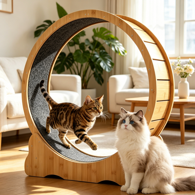 EVIO 무음 캣휠 친환경 고양이스크래쳐, 1개, 목색