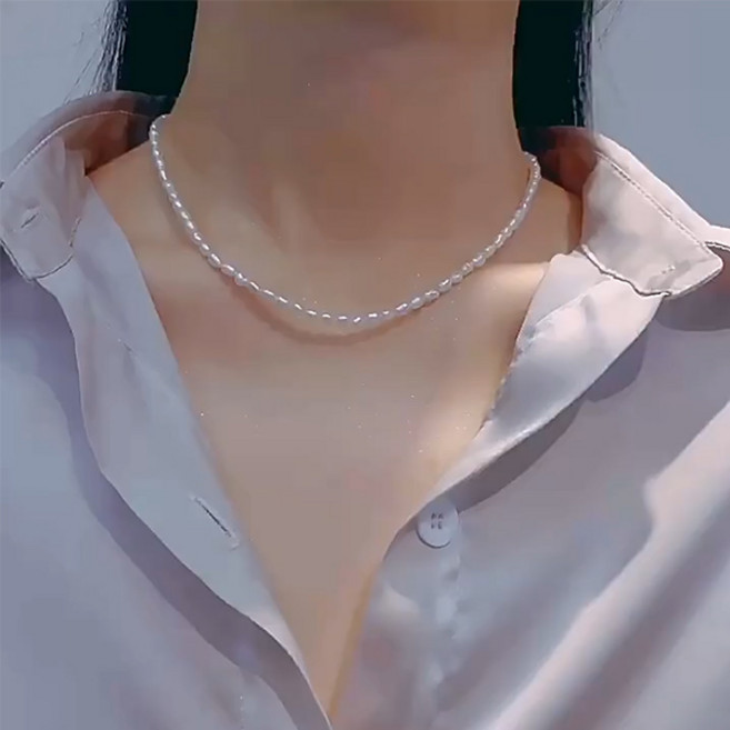 밥풀 비즈 진주 체인 초커 목걸이