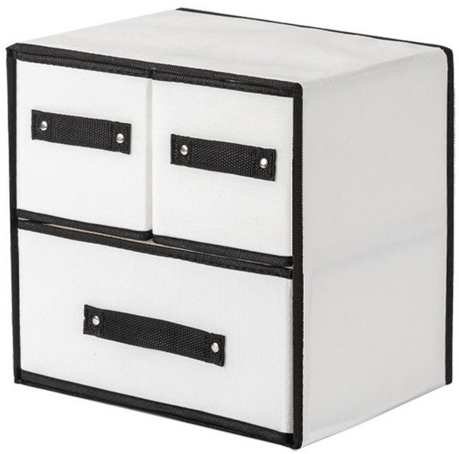 장바구니형 패브릭 정리함 안내 보관함 접이식 수납 박스 책상 옷장 속옷 양말 보관용, 1개, 흰색
