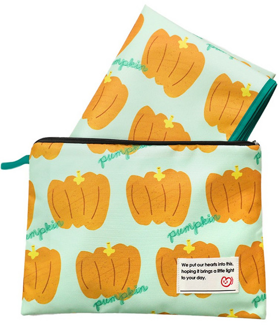 세맘스 스크래치에 강한 경량 방수 캠핑 소풍돗자리 휴대용 양면방수 피크닉매트+파우치세트, 옐로펌킨