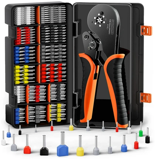 SWANAMB 페룰 압착 도구 HSC8 16-6 VE/TE 육각형 관형 단자 크림퍼 와이어 커넥터 펜치 키트, 01 HSC8 16-6 950PCS Box