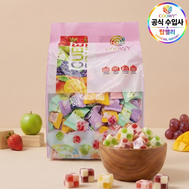 coowy 큐브 요거트 젤리 4가지맛 (망고 사과 딸기 포도), 1개, 1kg