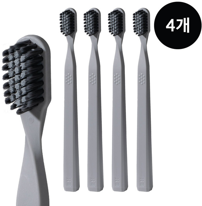 리브러쉬 치과의사가 개발한 혼합모 치과 칫솔 충치예방, 그레이, 4개, 1개입