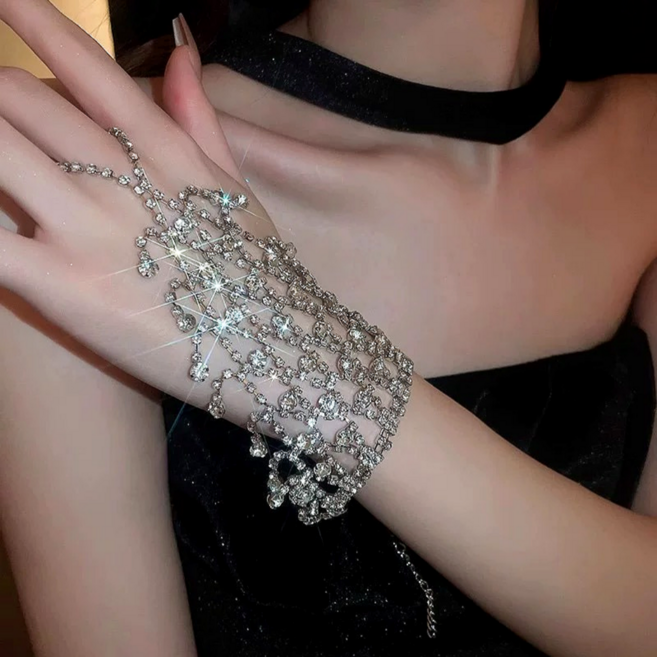 화려한 큐빅 연말 파티 손가락 결속 반지 팔찌