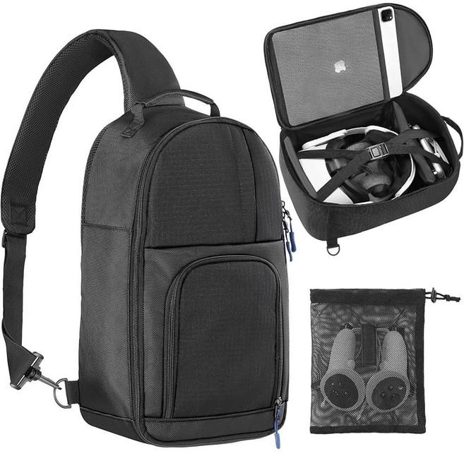 Carrying Case Made for Quest 3 2Vision Pro Waterproof Travel Sling Bag VR All-in-One Gaming Headse, Black
