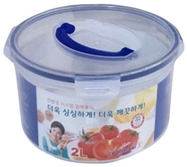 쿨맥시2 원형밀폐용기손잡이2l 김치통 냉장고용기 반찬용기