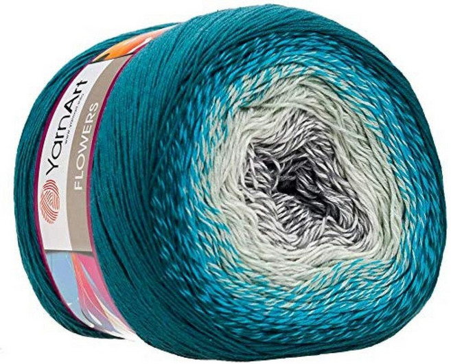 YarnArt 면 아크릴 실 꽃 55% 면 45% 아크릴 250gr 1000m 멀티컬러 레인보우 스포츠 실 (314), 289, 1개