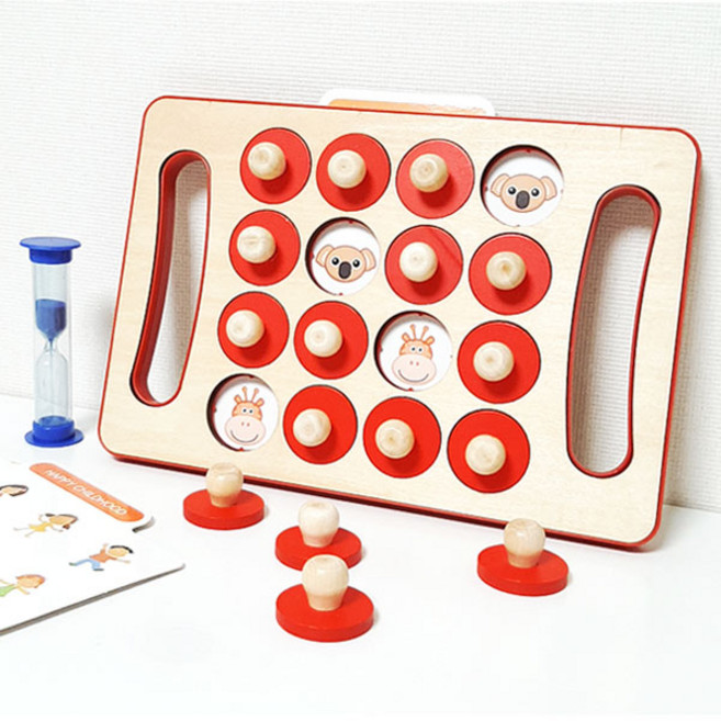 노벨랜드 메모리체스 기억력게임 학습교구 원목 답례품 모양맞추기 지능개발 비지쥬 보드게임, 1개