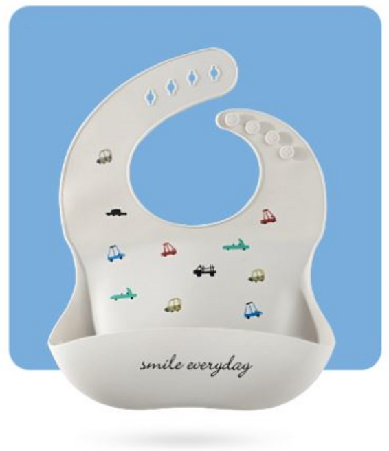 아기 턱받이 실리콘 방수 자기주도 이유식 어린이집 코니 더마더 특허 침받이 무쉬, A타입-그레이자동차, 1개
