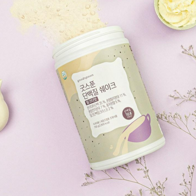 굿스푼 단백질 다이어트 식사대용 쉐이크, 3.굿스푼 단백질쉐이크 (밀크티맛), 700g, 1개