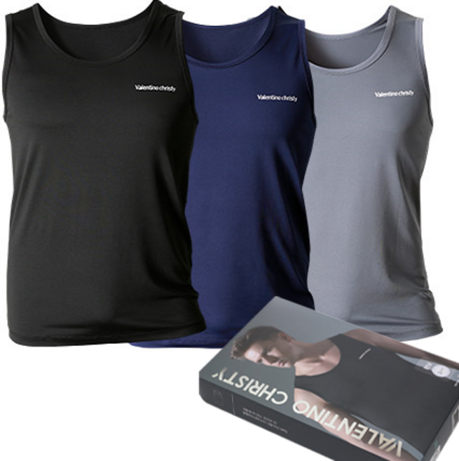 발렌티노크리스티 3종 스판덱스 무지 나염 런닝 선물용 케이스