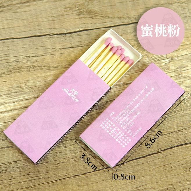 復古火柴盒火柴棒 拍照裝飾小物, 1個, 香氛蠟燭專用火柴【蜜桃粉－Match】