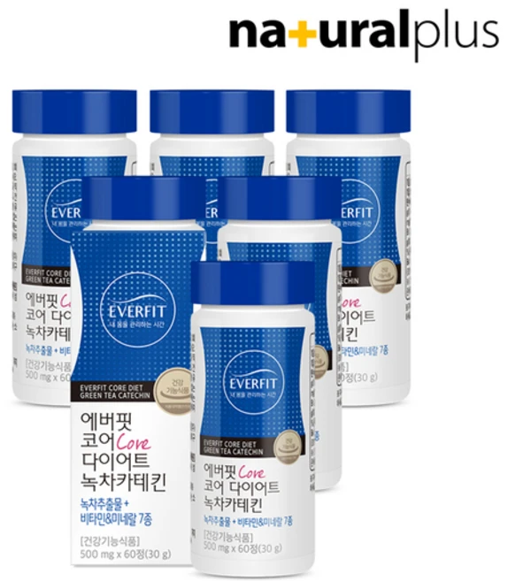 에버핏 코어 다이어트 녹차카테킨, 60정, 6개 - 쿠팡