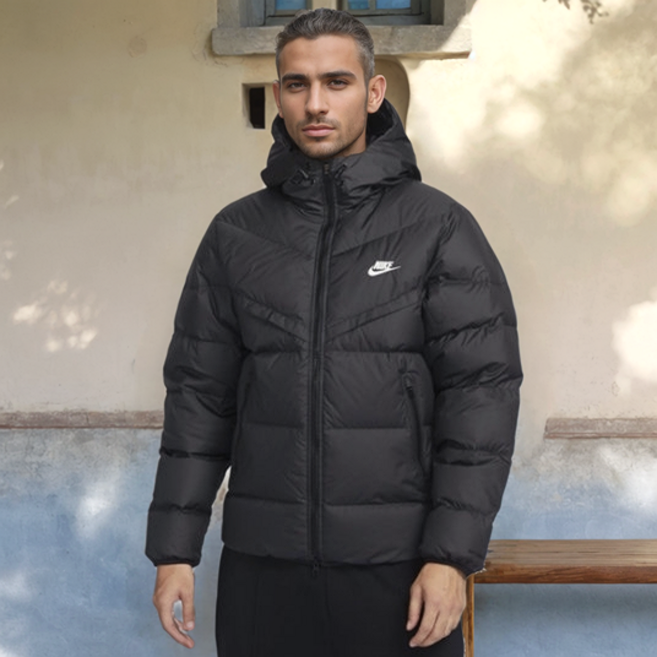 나이키 남성 남자 스톰핏 윈드러너 후드 덕다운 오리털 겨울 숏패딩 점퍼 자켓 + 사시오폰고리