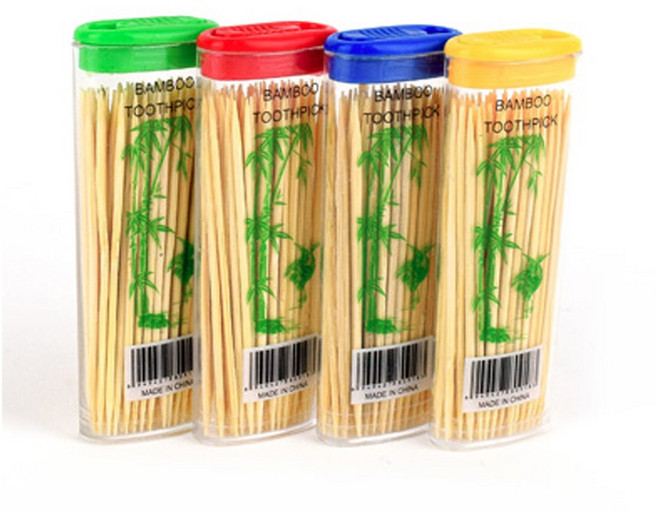 이샵 휴대용 가는 대나무 이쑤시개 요지 4통 식당요지 고급이쑤시개 과일요지