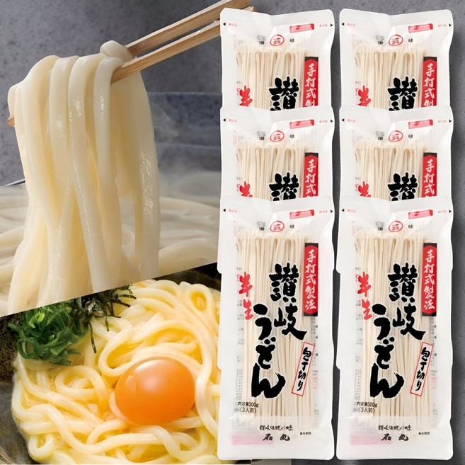 일본 이시마루 제면 반 생면 사누키 우동 300g x6팩 반건조 자루 냉우동