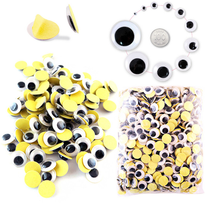 접착식 눈알 (대용량) 스티커 인형눈알, 1봉, 화이트+접착식+12mm