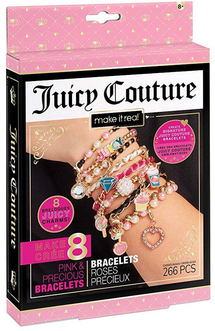 Make It Real 메이크 잇 리얼 Juicy Couture 핑크와 프레셔스 팔찌 DIY 참 만들기 키트 비즈 코드가 있는 우정 용 예술 공예 8개 제작 285944, Make It Real 메이크 잇 리얼 Juicy Co