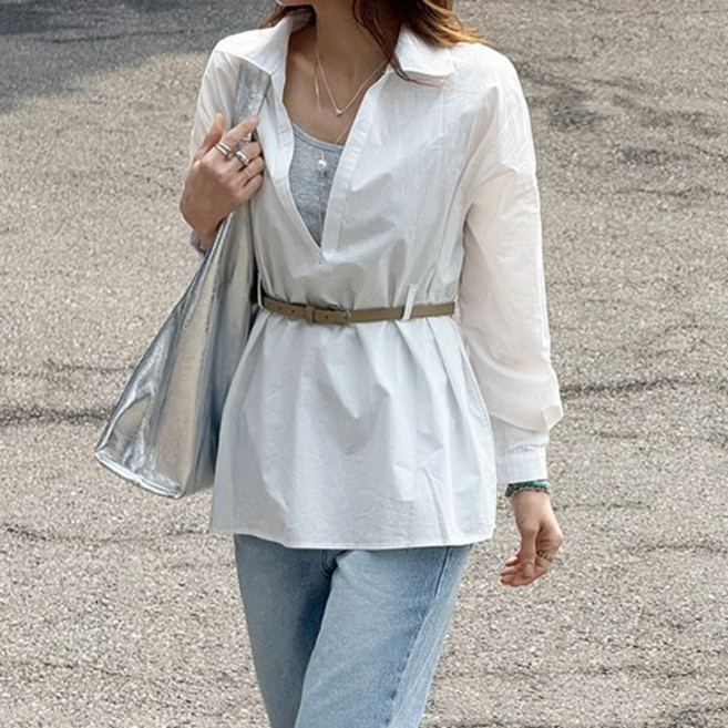 [난닝구]단프엘 벨트나시블라우스세트