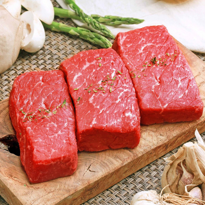 미트윈 소고기 GF등급 우둔살 중량 정형선택 소포장 냉동, 1kg, 1개, 스테이크, (200g)