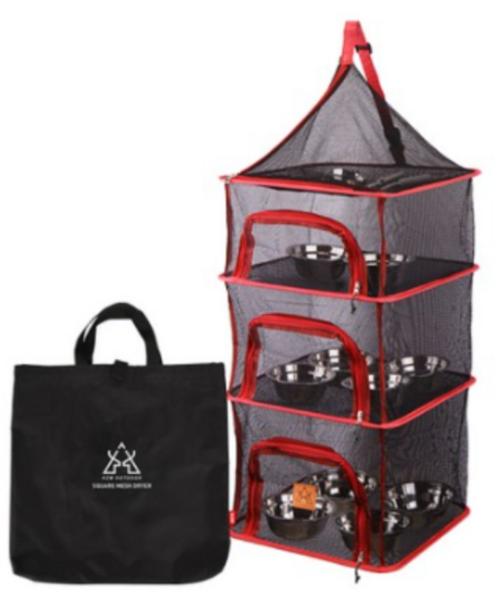 카즈미 메쉬 사각 캠핑용 식기건조망, BLACK (블랙), 4단, 50개