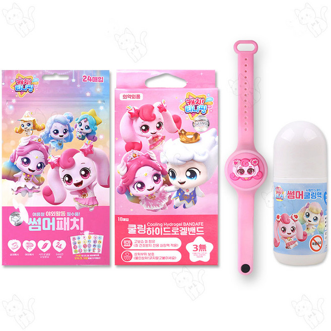 캐치티니핑 썸머패치 25년제조 +겔밴드 25년제조+썸머밴드 24년제조+썸머쿨링액 24년제조, 1세트, 혼합색상