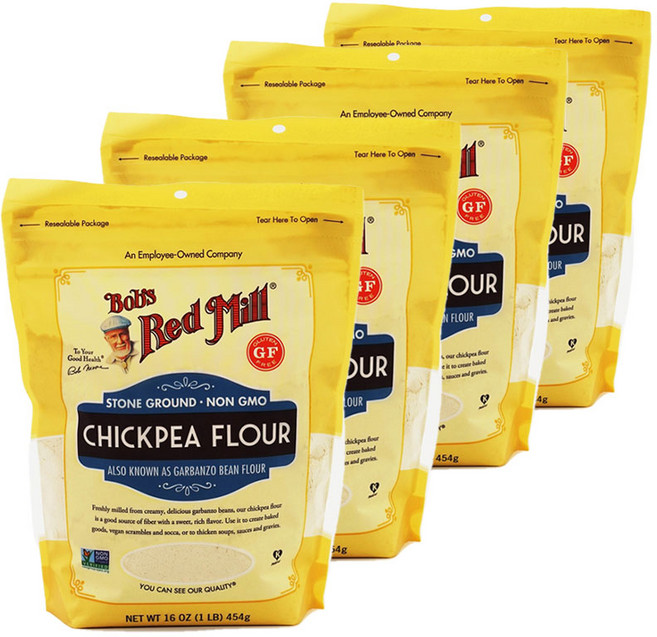 밥스레드밀 칙피 가루 플로워 병아리콩 가루 가르반조 빈 가루, 4개, 454g, 454g